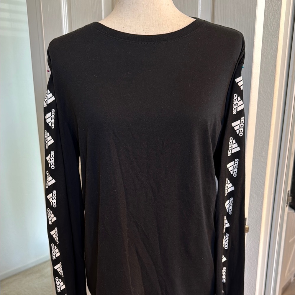 Adidas Black Crew Neck with Logo Sleeve